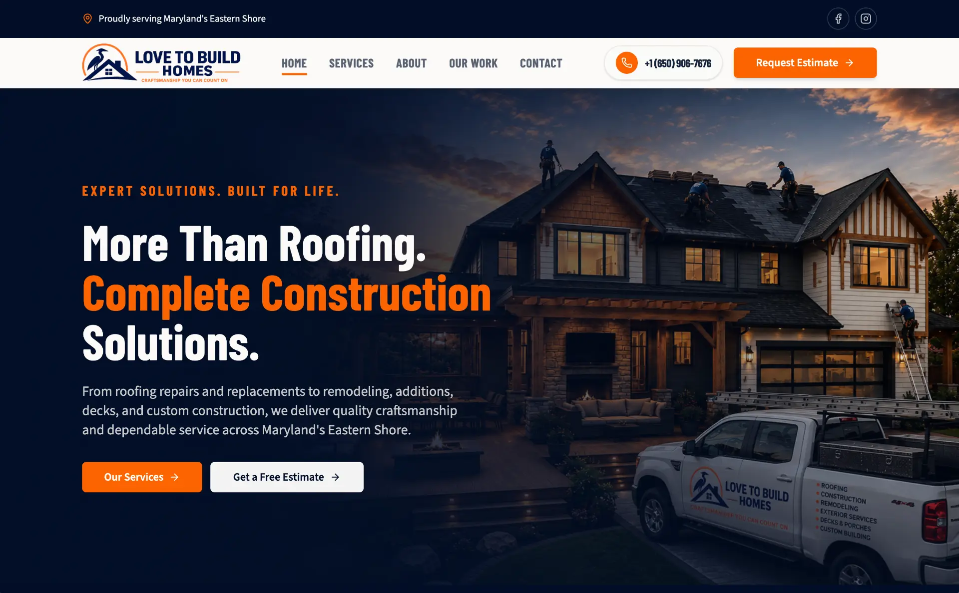 Love To Build Homes website screenshot
