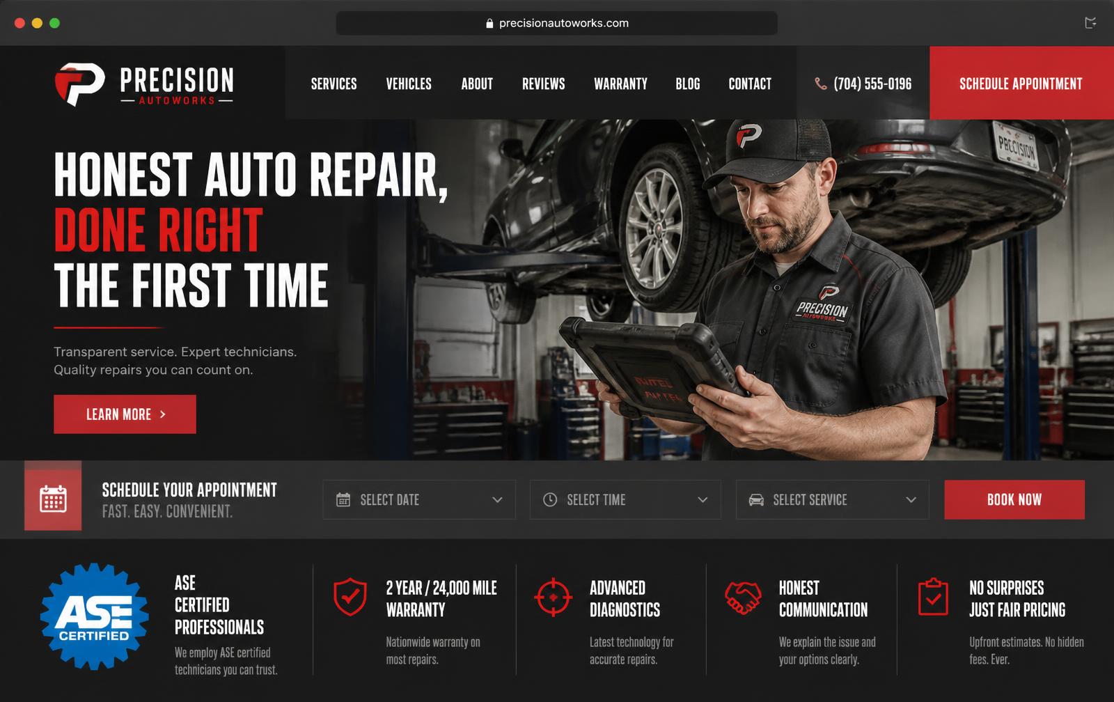 Auto repair shop website design