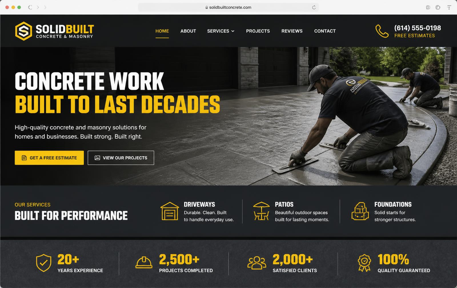 Concrete contractor website design