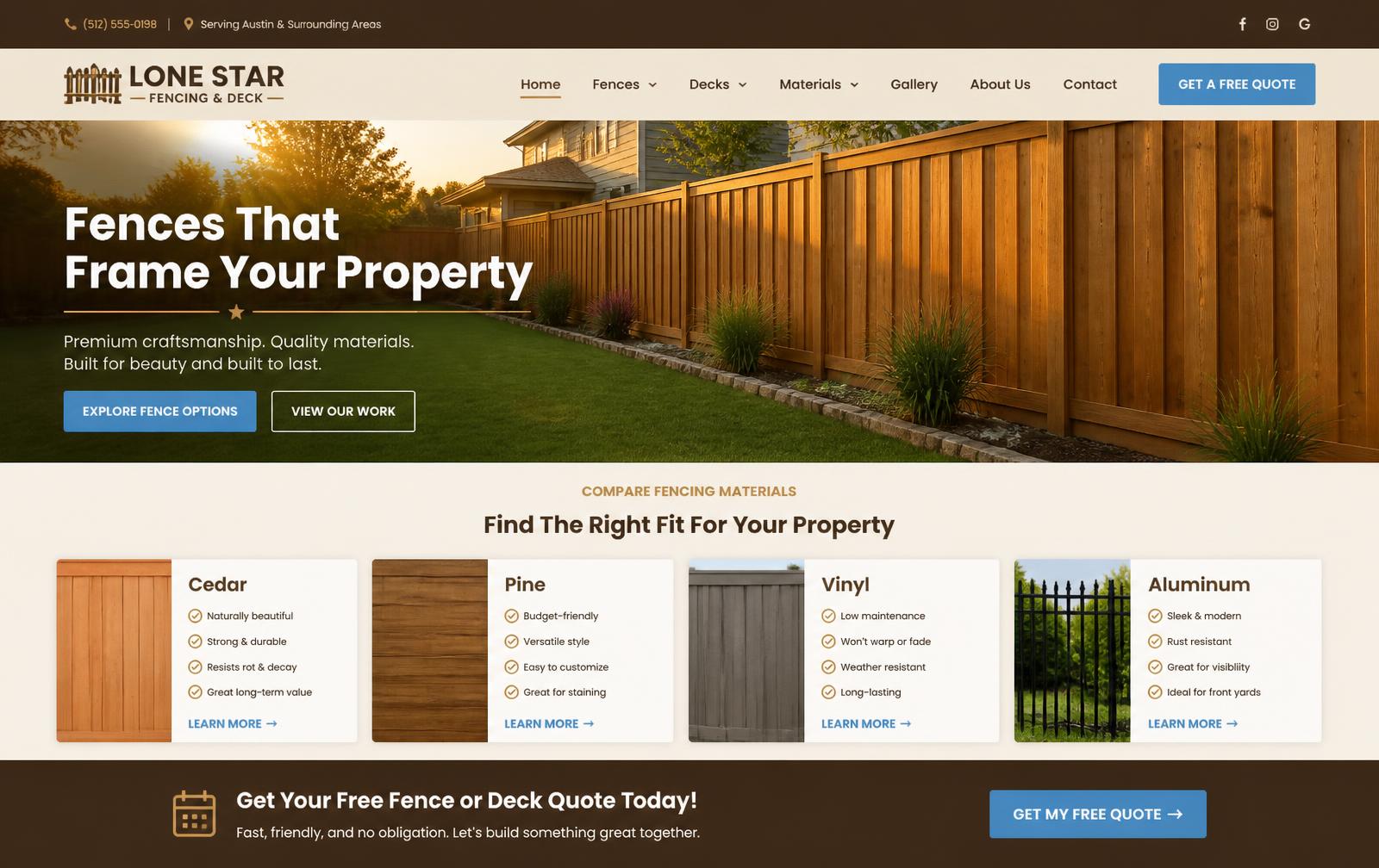 Fencing contractor website design