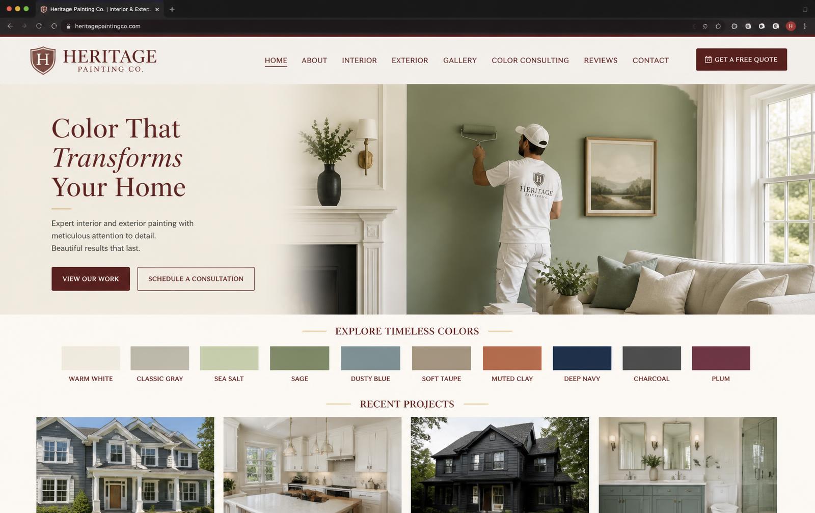 Painting company website design