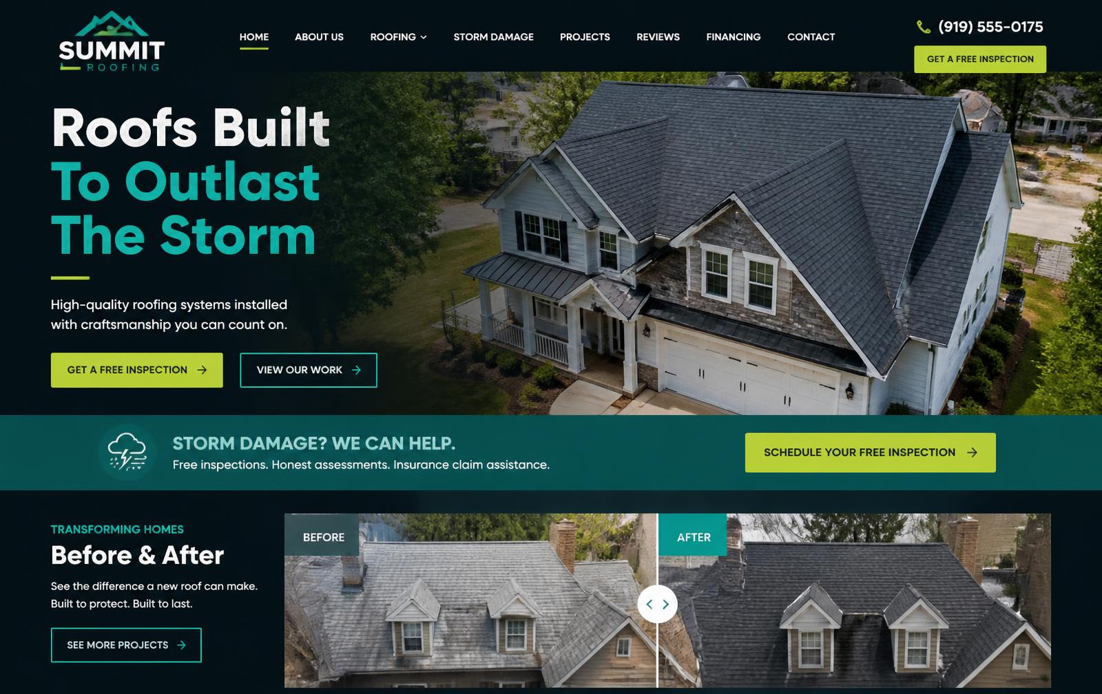 Roofing company website design