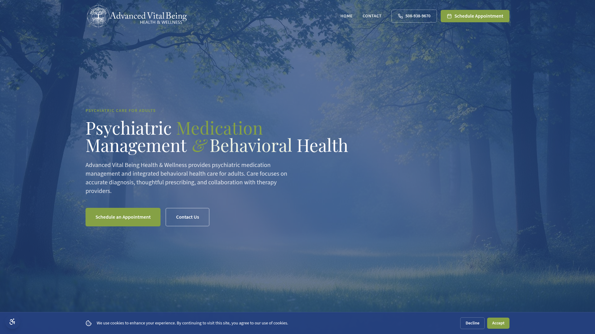 Advanced Vital Being website screenshot