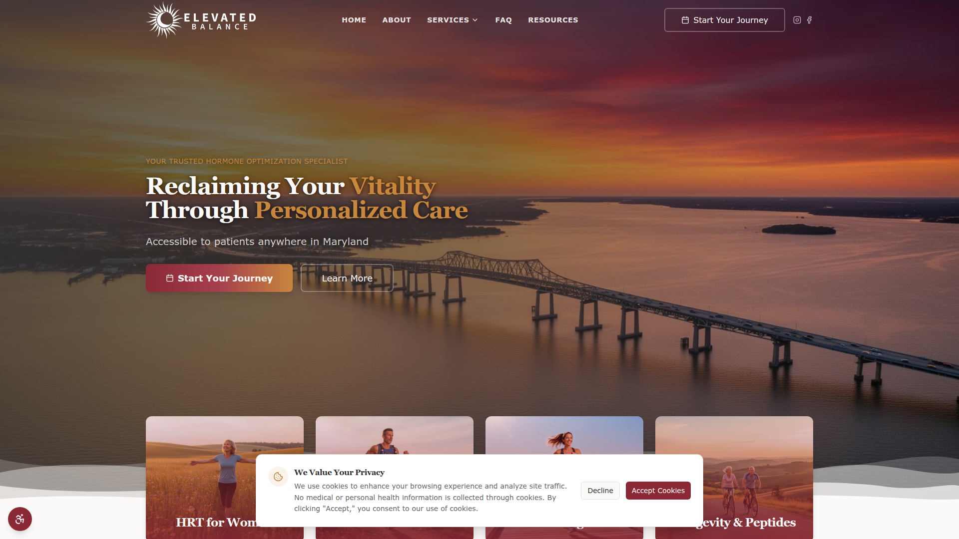 Elevated Balance website screenshot