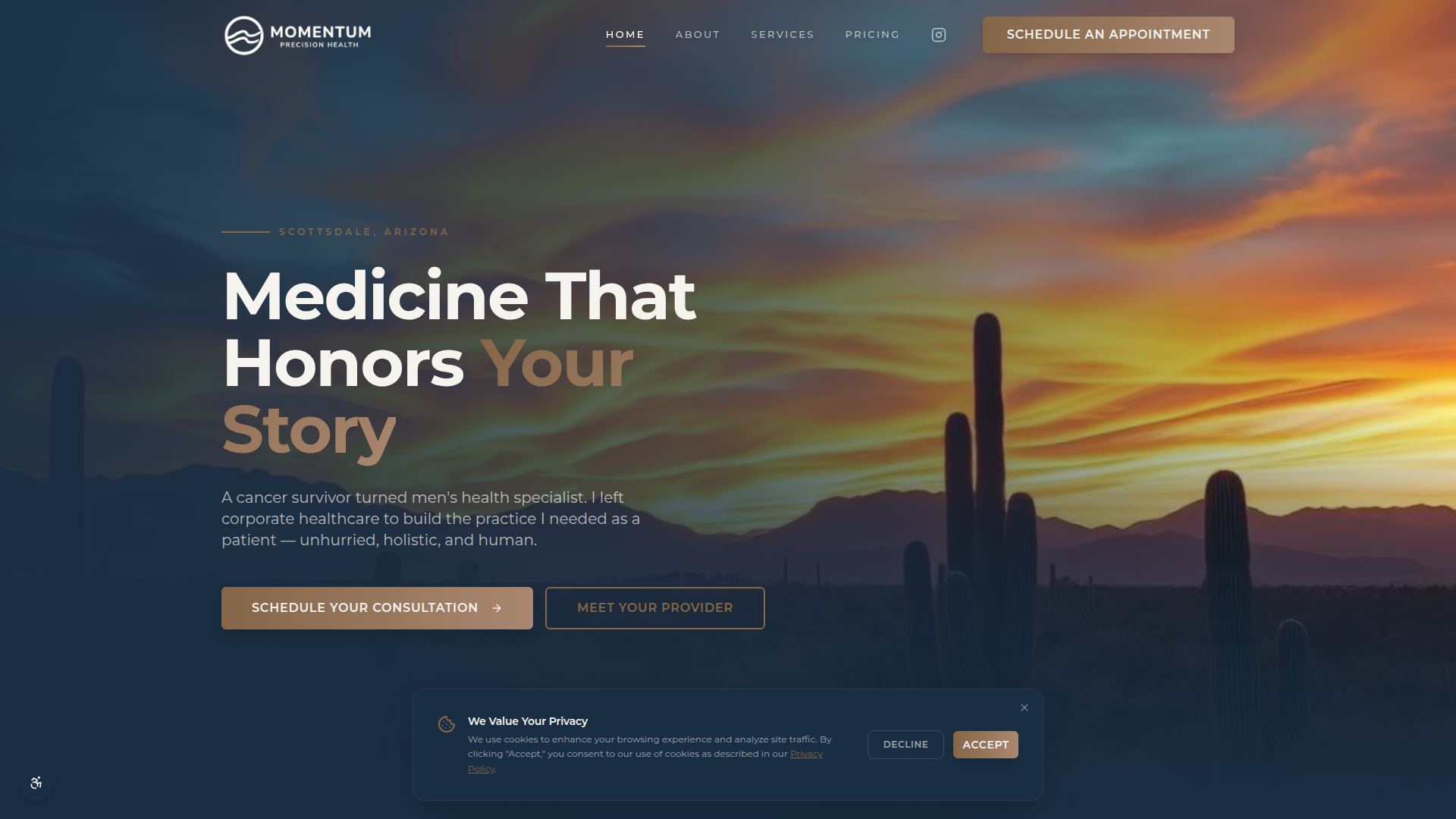 Momentum Precision Health website screenshot