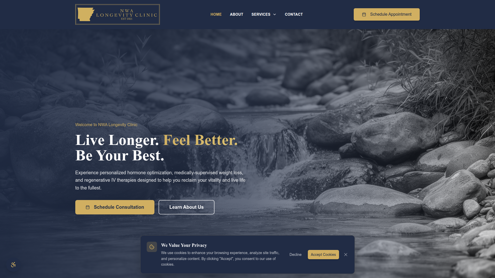 NWA Longevity Clinic website screenshot